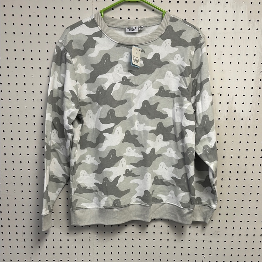 Ghost Gray Crewneck Sweater, Halloween, Fall NWT